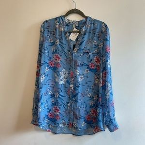 NWT Kut From The Cloth Floral Button-Down Blouse